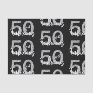 50 Fifty and Fabulous Silver Glitter Modern Tissue Paper