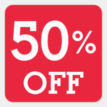 50% Fifty Percent OFF discount sale white and red