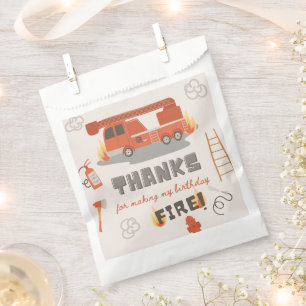 50 Fire Truck Treat Bags Fire Birthday Favour