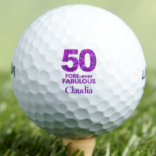 50 FORE-ever Fabulous 50th Birthday Purple Flowers Golf Balls