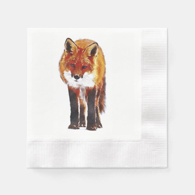 50 fox paper napkins, woodland dining linen napkin (Front)