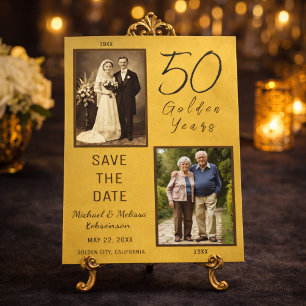 50 Golden Years Save the Date Gold Magnetic Card