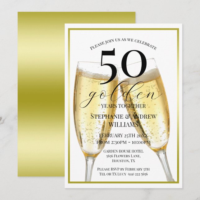 50 Golden Year's Wedding Anniversary Invitation (Front/Back)