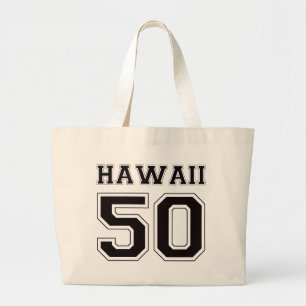 50 Hawaii - Black Large Tote Bag