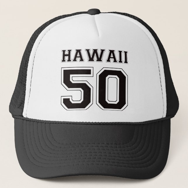 50 Hawaii - Black Trucker Hat (Front)
