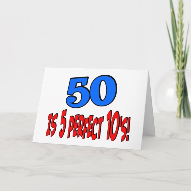 50 is 5 perfect 10s (BLUE) Card (Front)