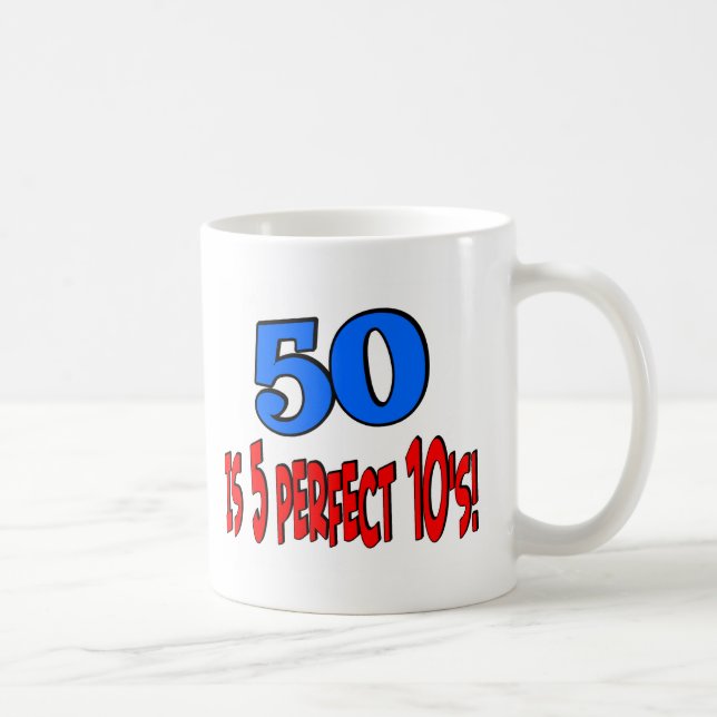 50 is 5 perfect 10s (BLUE) Coffee Mug (Right)