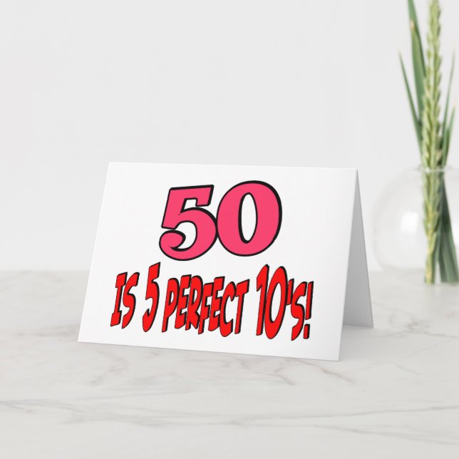 50 is 5 perfect 10s (PINK) Card (Front)