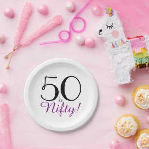 50 is Nifty! 50th Birthday Party Paper Plate