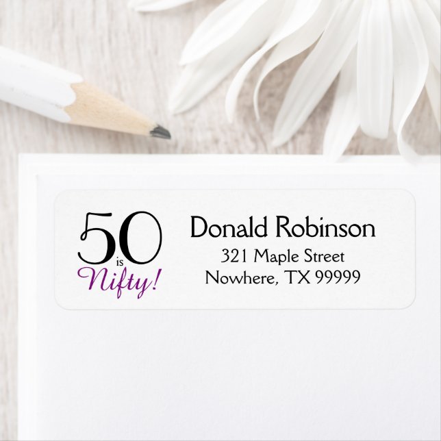 50 is Nifty! 50th Birthday Return Address Label (Insitu)