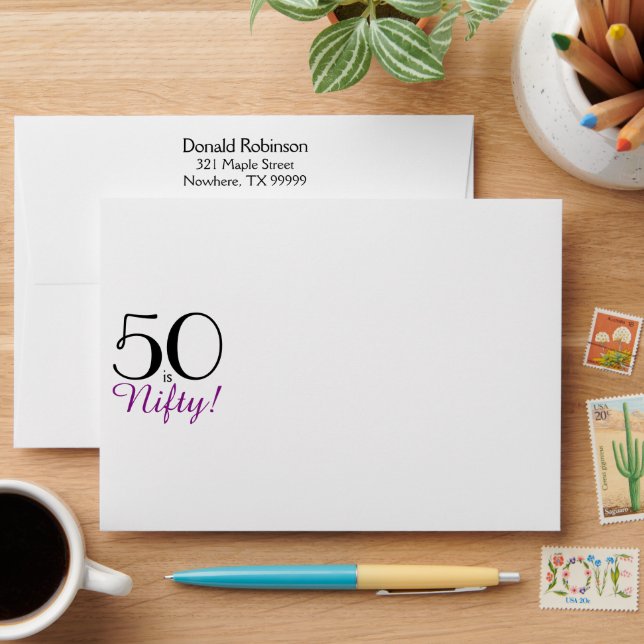 50 is Nifty! Invitation Envelope w/ Return Address (Desk)
