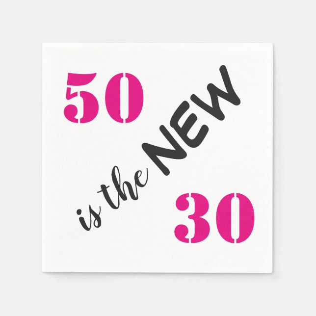 50 is the New 30 Pink Birthday Party Napkin (Front)