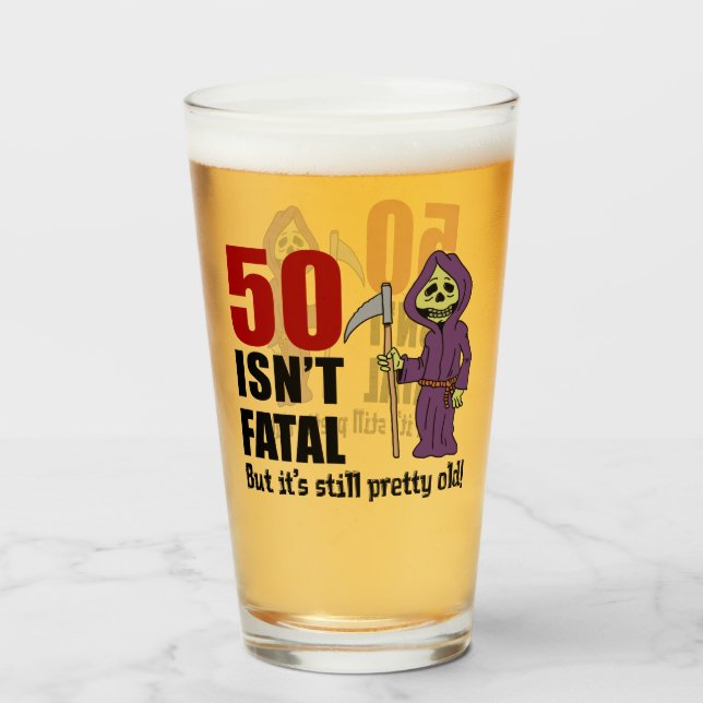 50 Isn't Fatal But Still Old Grim Reaper Glass (Front Filled)