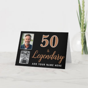 50 & Legendary 2 Photos 50th Birthday  Card