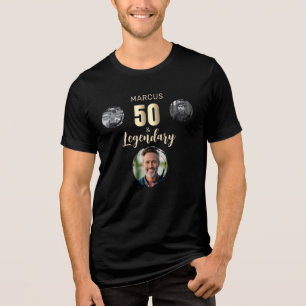 50 & Legendary 3 Photos Gold 50th Birthday Tri-Blend Shirt
