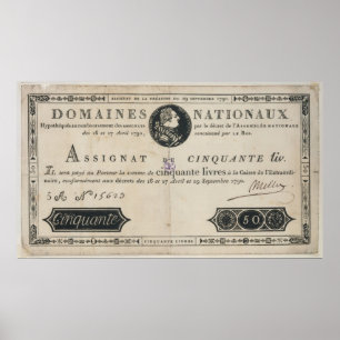 50 livres bank note, 29th October 1790 Poster