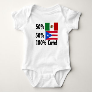 50% Mexican 50% Puerto Rican 100% Cute! Baby Bodysuit