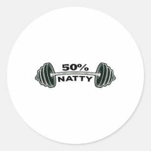 50% Natty Funny Bodybuilding Weight Lifting Steroi Classic Round Sticker