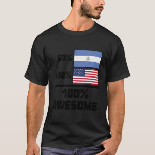 50 Nicaraguan 50 American 100 Awesome Nicaragua Fl T-Shirt