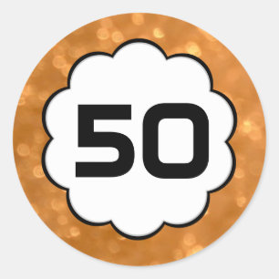 50 - Numbers Golden Round Sticker