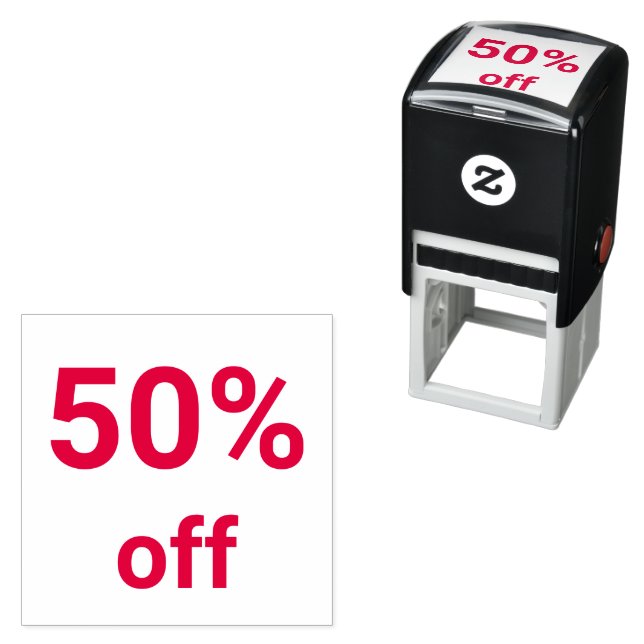 50% Off Bright Red Sale Ticket  Self-inking Stamp (In Situ)