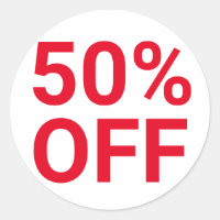 50% Off Bright Red Sale Ticket Self-inking Stamp