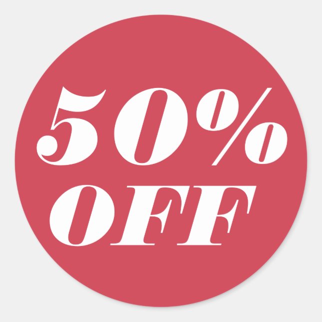 50% OFF Customise Text Classic Round Sticker (Front)