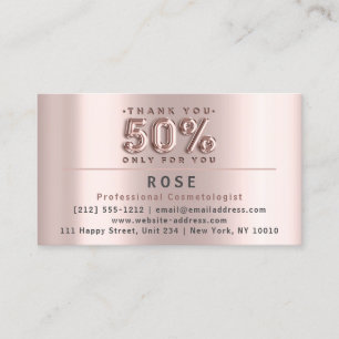 50% Off Discount Next Appointment Logo Thank Rose Card