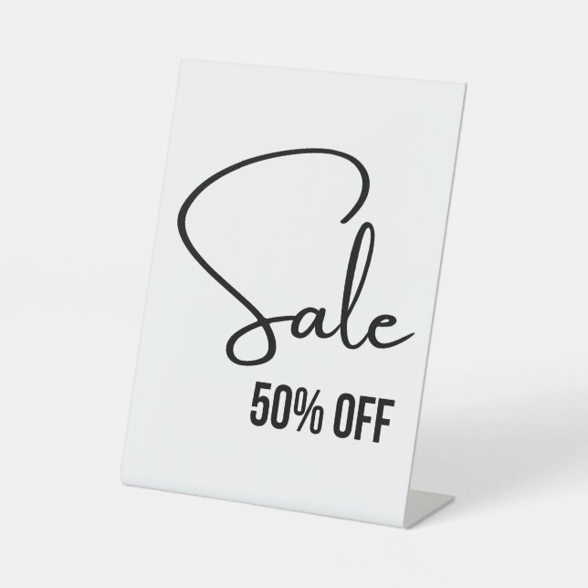 50% Off, Retail Sale Sign, Modern Sophisticated  Pedestal Sign (Front)