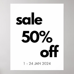 50% Off Sale Sign, Custom Retail Boutique Sale  Poster