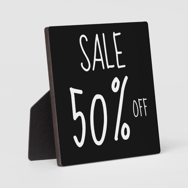 50% Off Sale Sign, Retail Store Small Tabletop Plaque (Front)