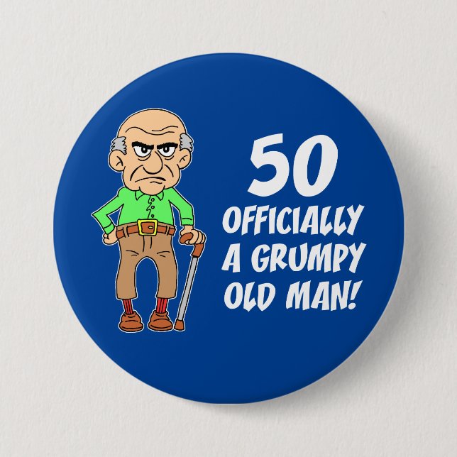 50 Officially A Grumpy Old Man 7.5 Cm Round Badge (Front)