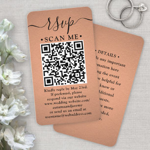 50 Pack QR Code RSVP Faux Copper Foil Enclosure Business Card