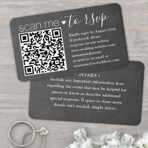 50 Pack QR RSVP & Details Chalkboard Enclosure Business Card