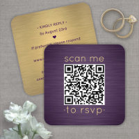50 Pack QR RSVP Purple and Gold Wedding Enclosure
