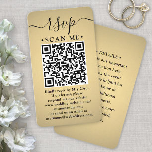 50 Pack QR RSVP Wedding Faux Gold Enclosure Business Card