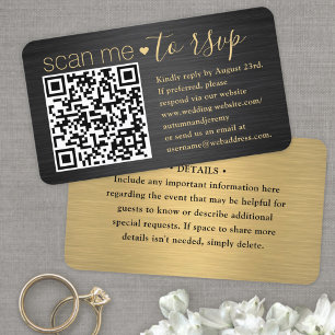50 Pack Scan Me QR RSVP Black and Gold Wedding Business Card