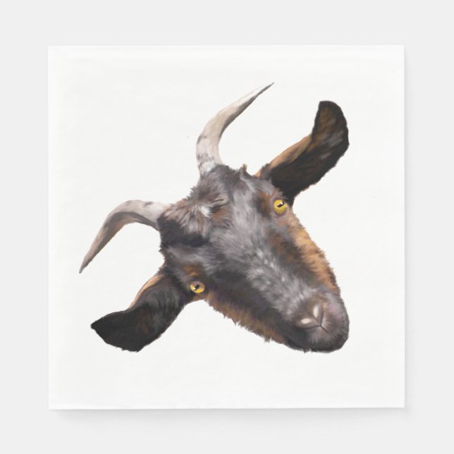 50 Paper Napkins - Black & Brown Goat (Front)