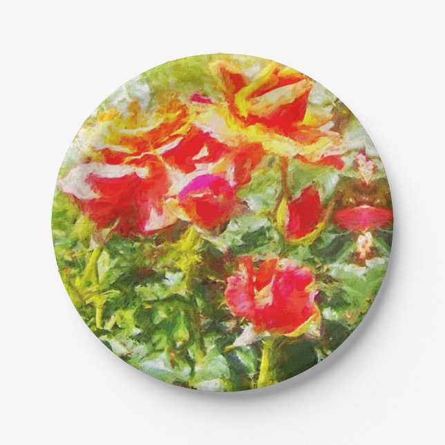 50 Paper Plates Orange Roses (Front)