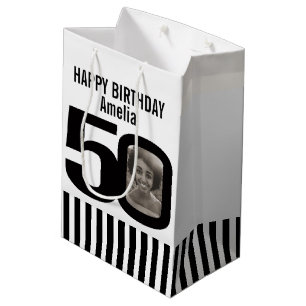 50 photo black and white birthday gift bag