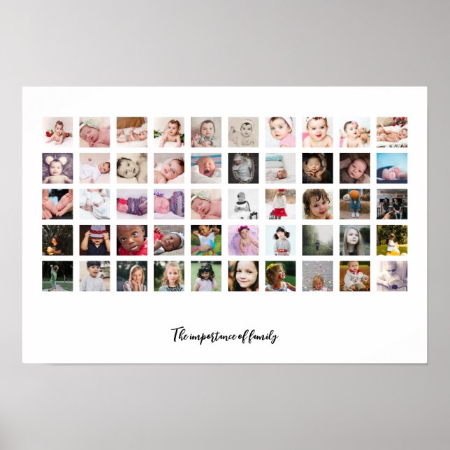 50 Photo Collage and Text Personalised Poster (Front)