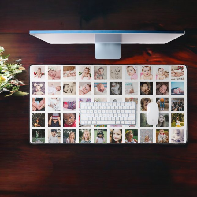 50 Photo Collage Personalised  Desk Mat (50 Photo Collage Personalized Desk Mat from Ricaso. Make your own custom made desk mat, add photos)