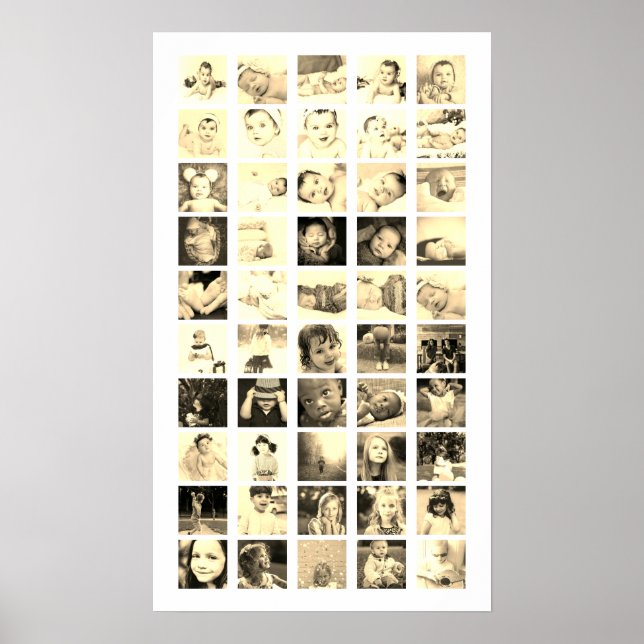 50 Photo Collage Personalised (Sepia) Poster (Front)