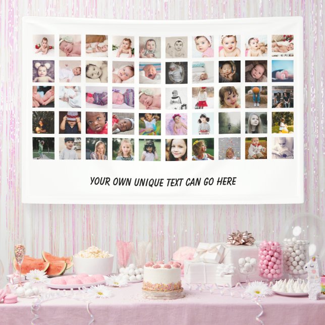50 Photo Collage unique personalised DIY Banner (Party)