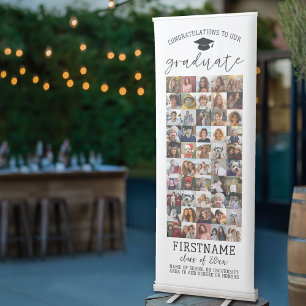 50 Photo - Graduation Modern Minimal White Retractable Banner