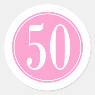 #50 Pink Circle Classic Round Sticker