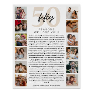 50 Reasons We Love You Birthday Keepsake Gift Poster
