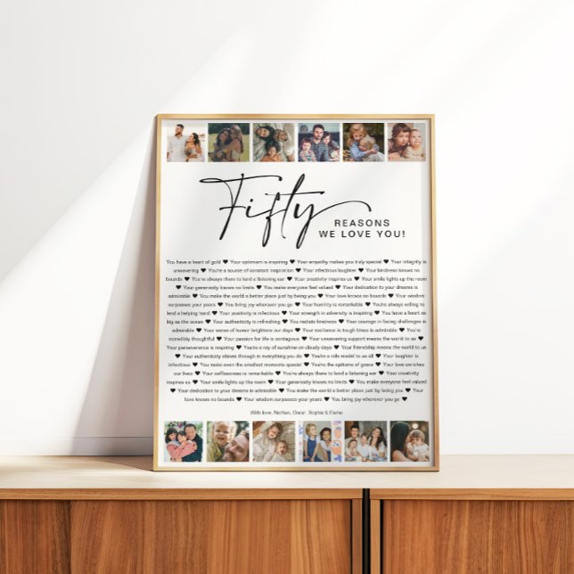 50 Reasons We Love You Birthday Photo Collage Poster (Creator Uploaded)