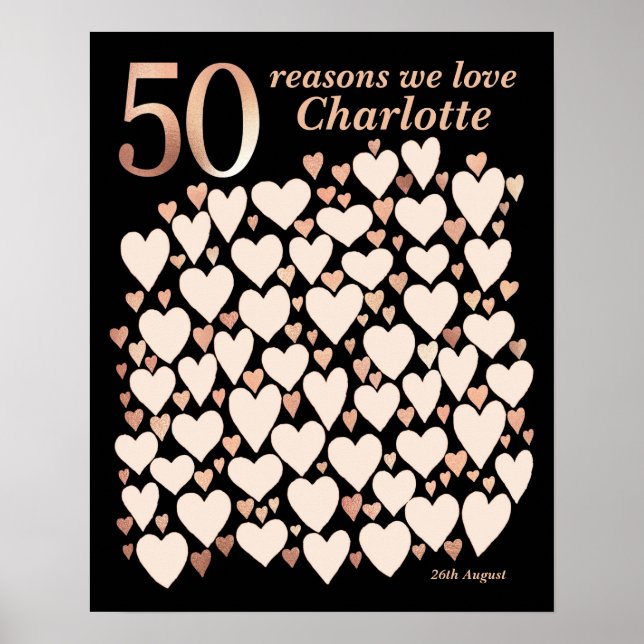 50 Reasons We Love You Gift - 50th Birthday Poster (Front)