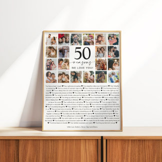 50 Reasons We Love You Photo Collage Keepsake Gift Poster